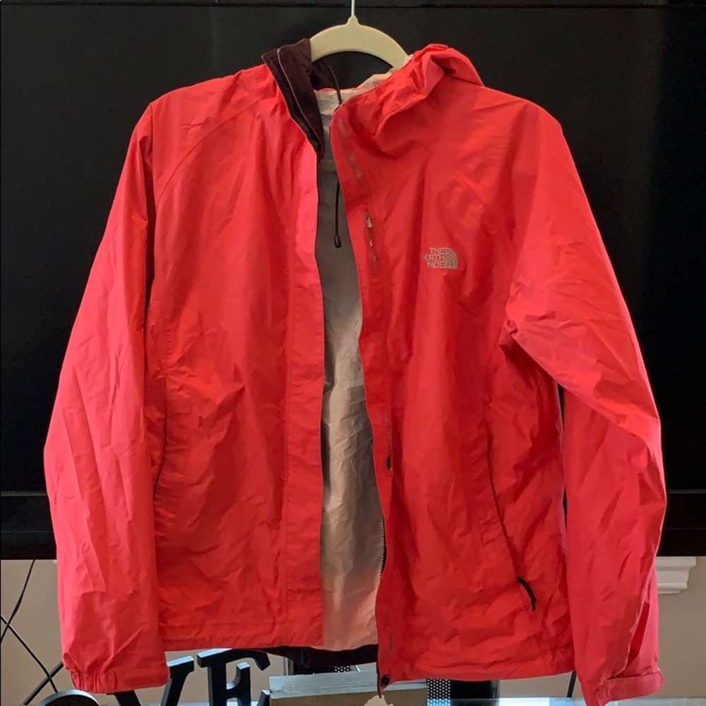 Pink North Face rain jacket